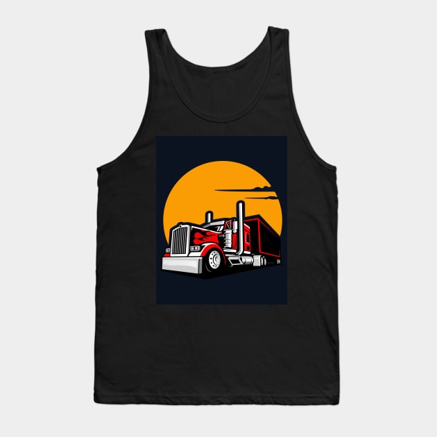 BIG RIG IN THE SUNSET Tank Top by Big G's Big truck tees and stuff